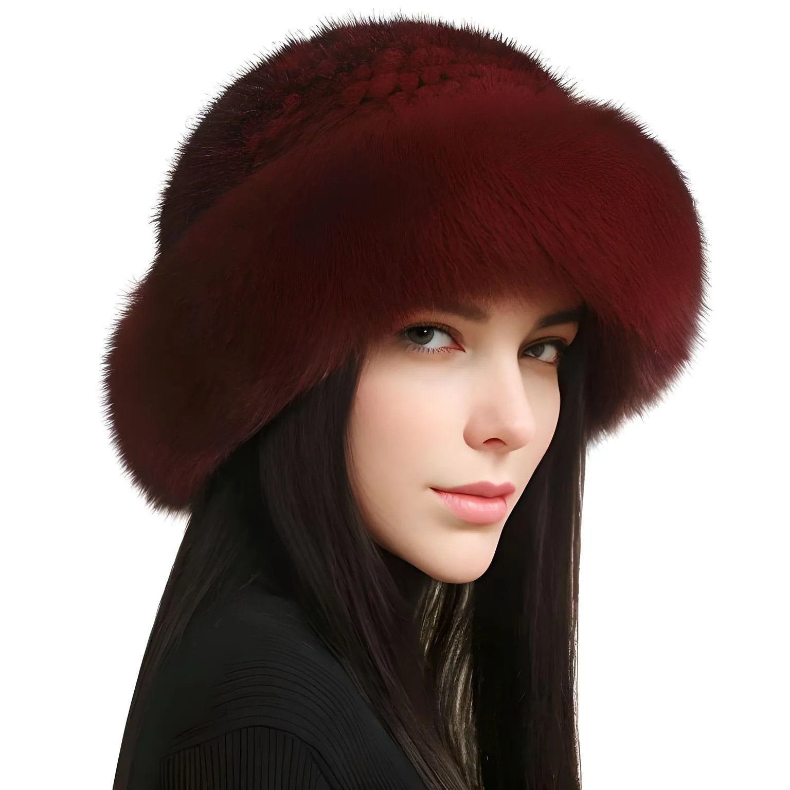 Genuine Real Natural Knitted Mink Fur Hat Cap Luxury Women's Knit Fashion Winter Headwear Warm Real Fox Fur Hats