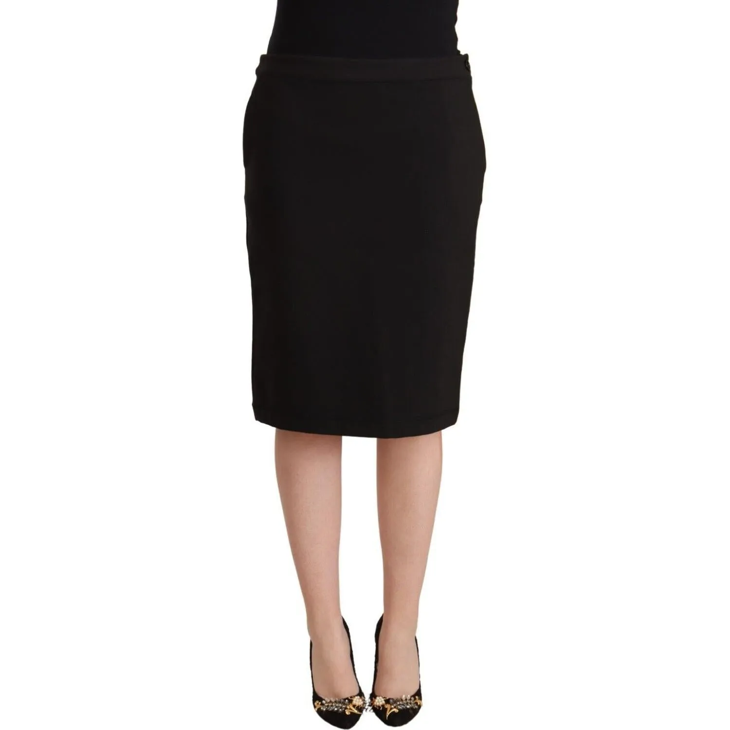 GF Ferre Chic Black Pencil Skirt Knee Length