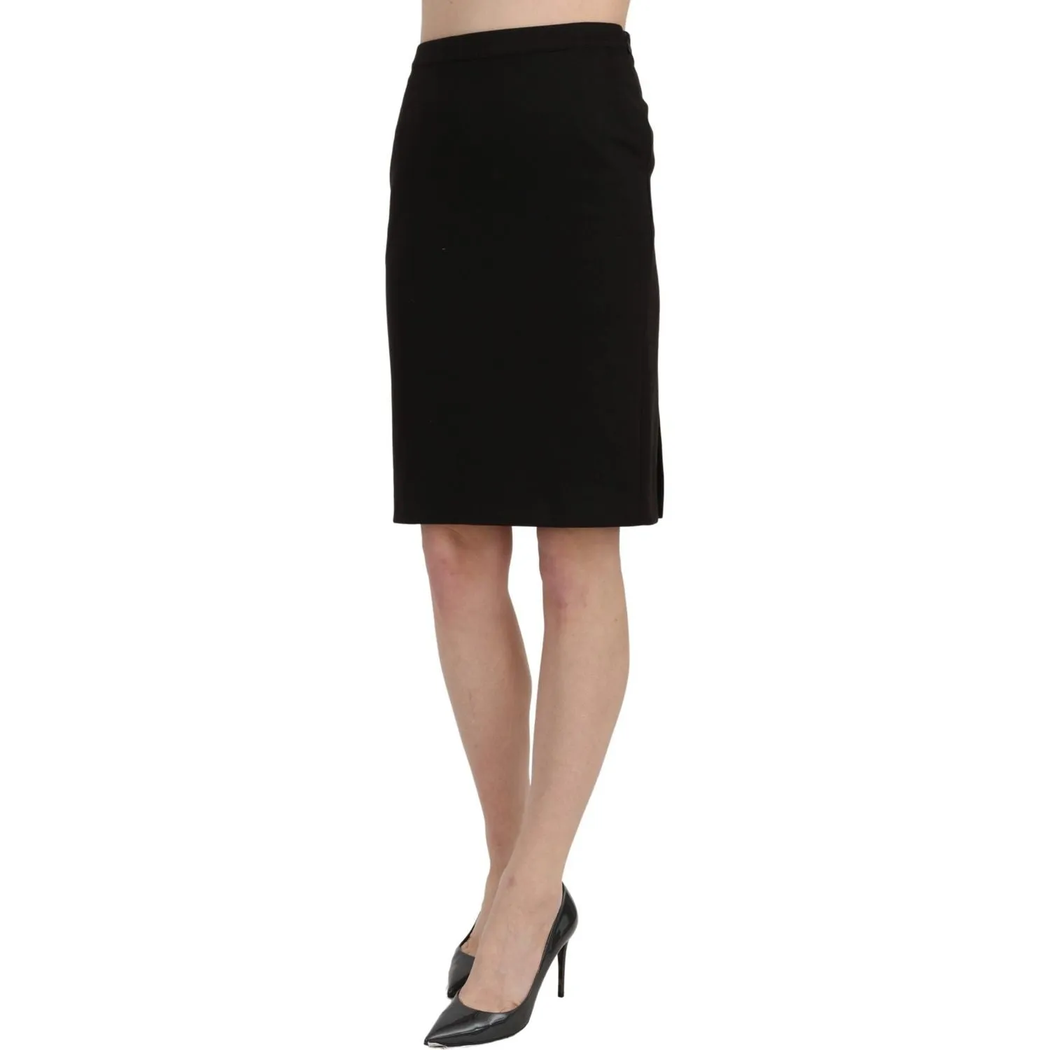 GF Ferre Chic High Waist Black Linen Skirt