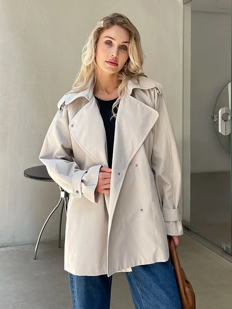 Girlary 2024 Women Fall / Autumn Cotton Short Trench Jacket and Coat Casual Outerwear