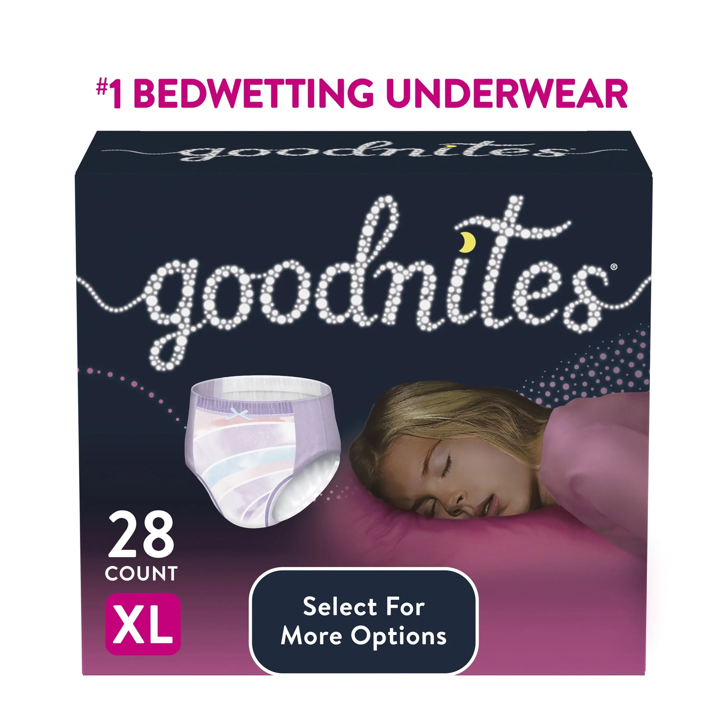 Goodnites Nighttime Bedwetting Underwear for Girls, XL, 28 Ct