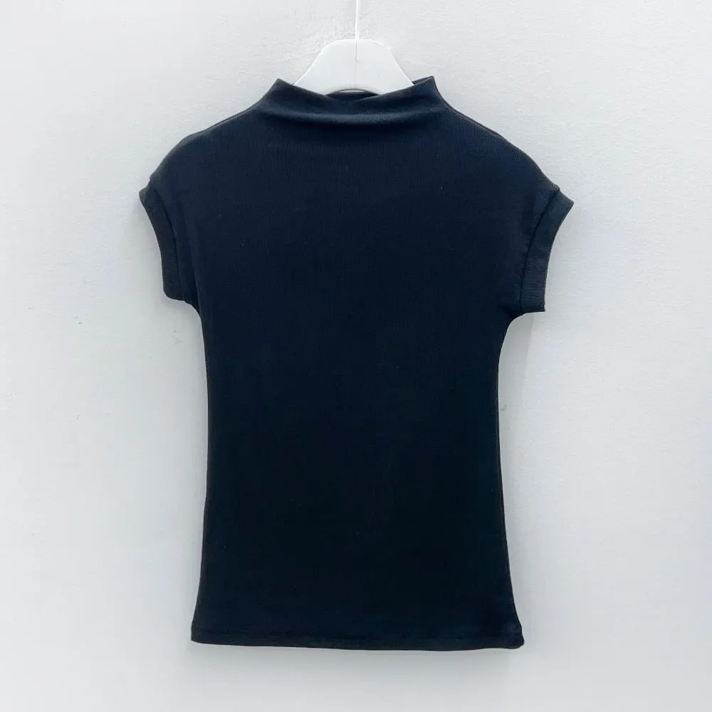 Half Turtleneck Sleeveless Ribbed T-shirt L1002