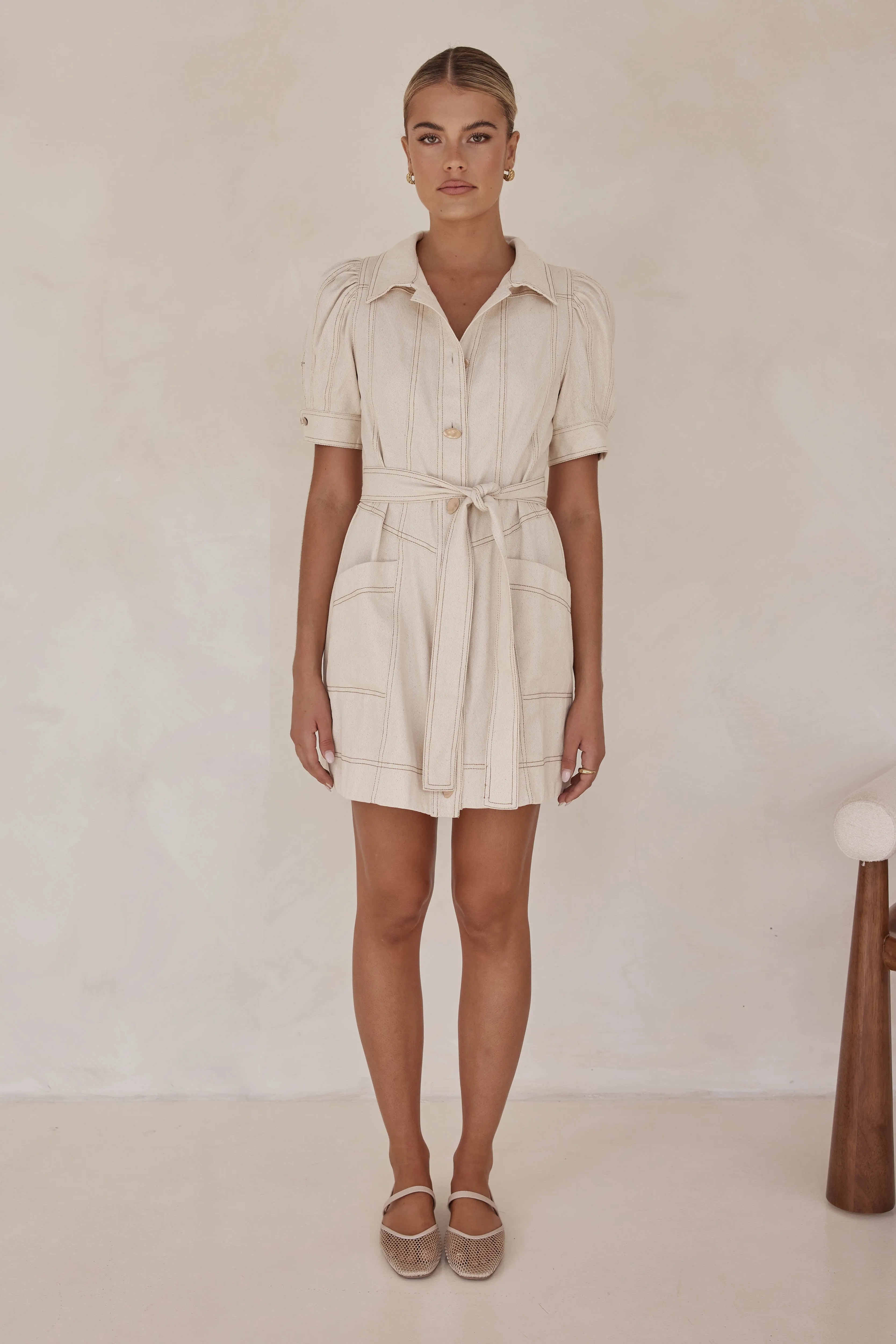 Harriet Mini Dress (Beige)