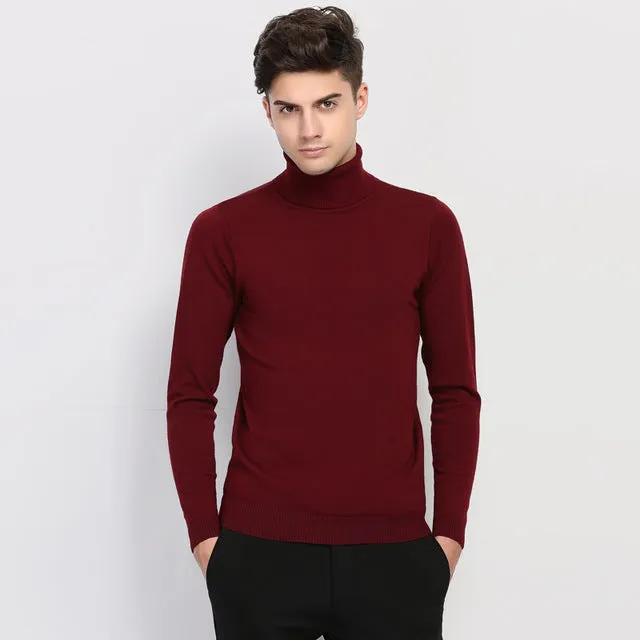 Hot 2017 New Autumn Winter Brand Clothing Sweater Men Turtleneck Slim Fit Winter Pullover Men Solid Color Knitted Sweater Men