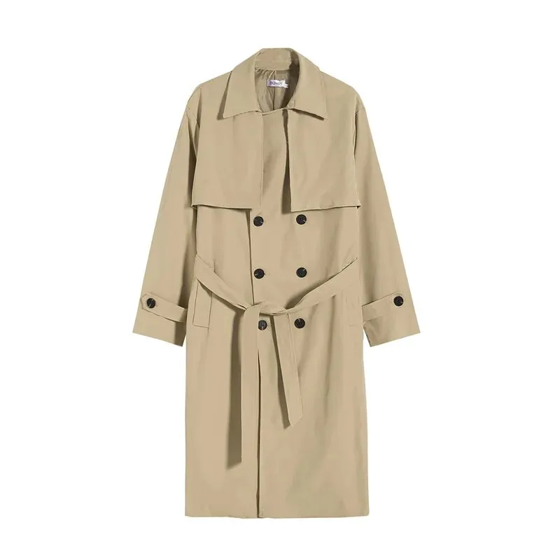 Ilooove - Men's Oversize Trench Coat, Autumn and Winter Double-Breasted British Style Long Jacket, Korean Loose Over-the-Knee Outwear