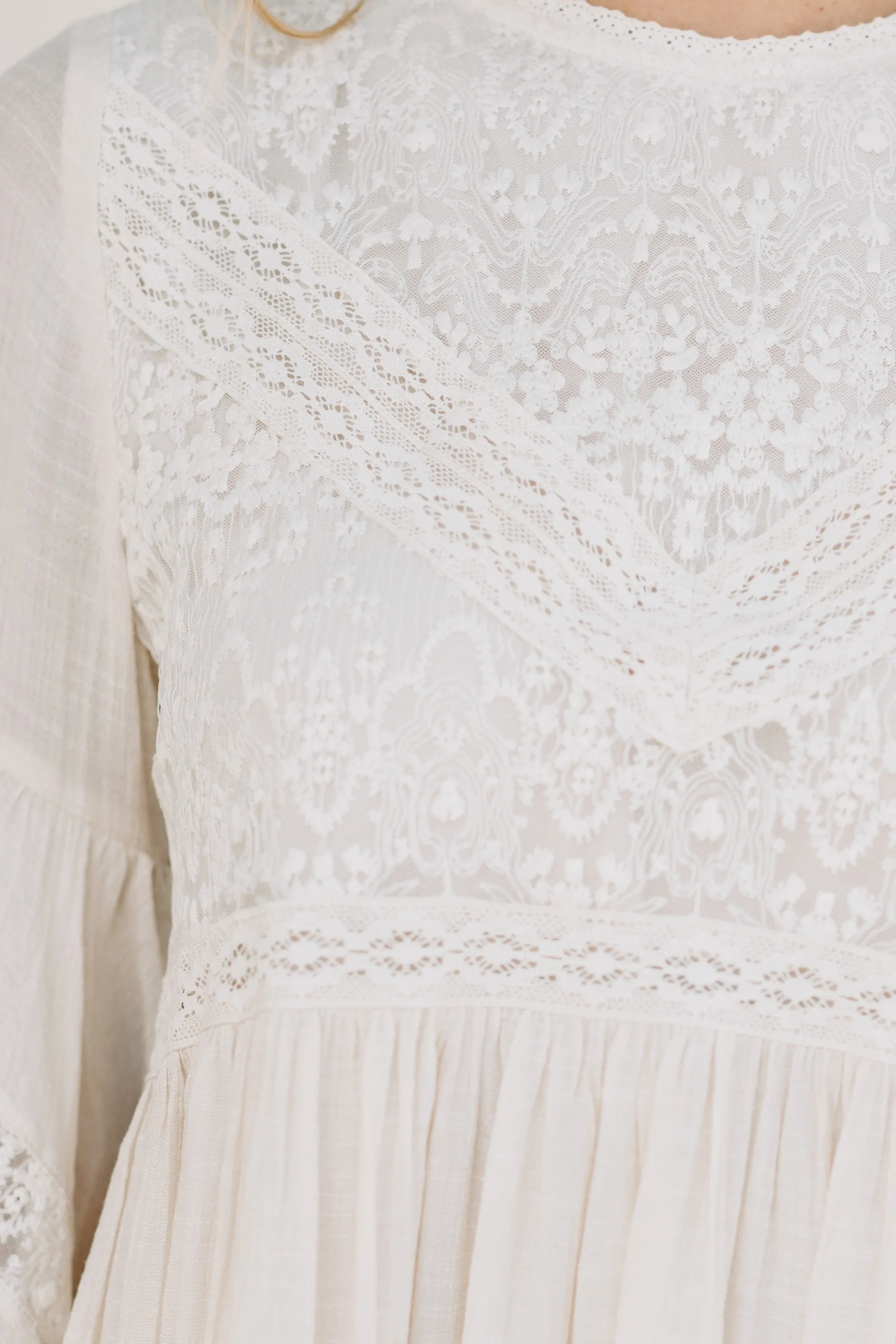 In Your Opinion Natural White Lace Dress