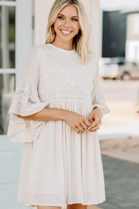 In Your Opinion Natural White Lace Dress