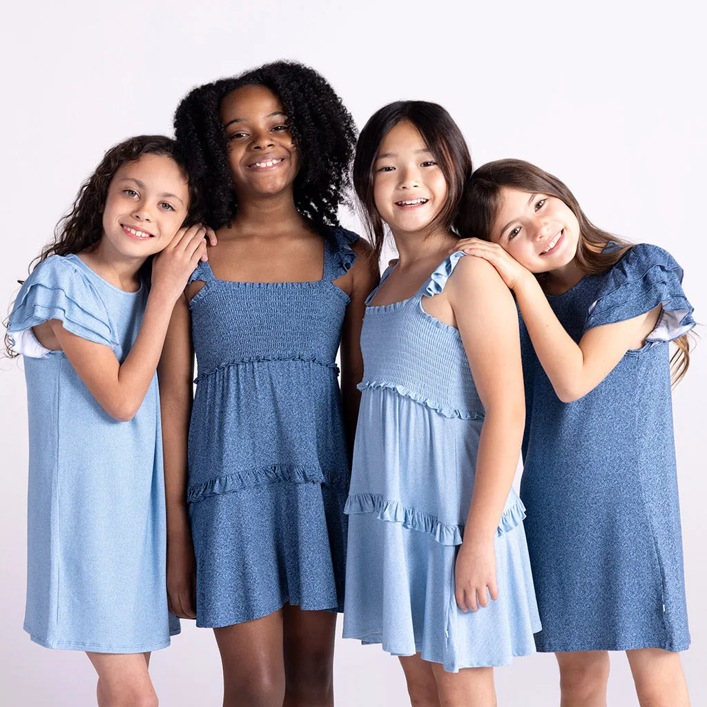 Indigo Denim Smocked Babydoll Dress