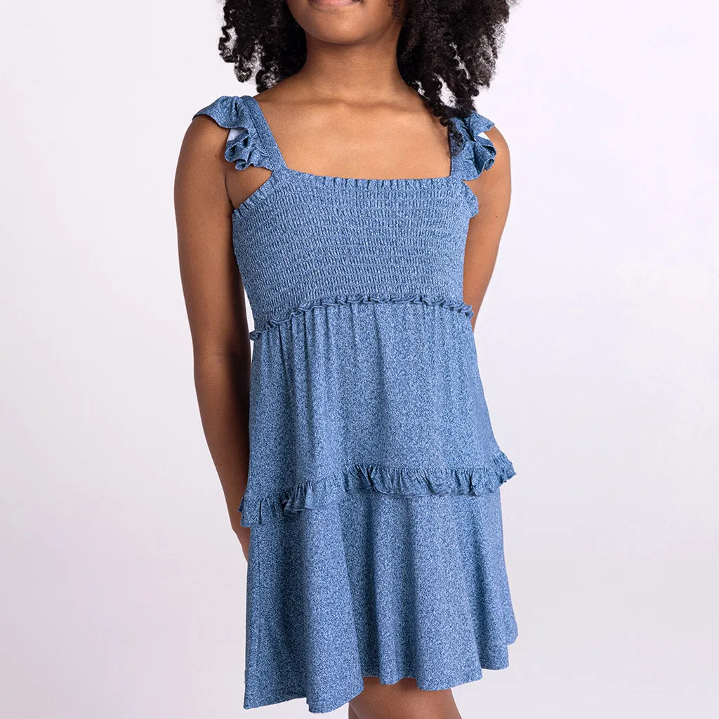 Indigo Denim Smocked Babydoll Dress