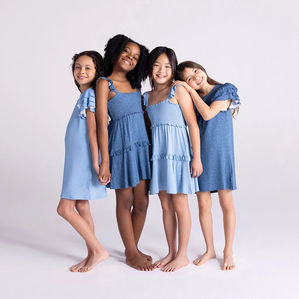 Indigo Denim Smocked Babydoll Dress