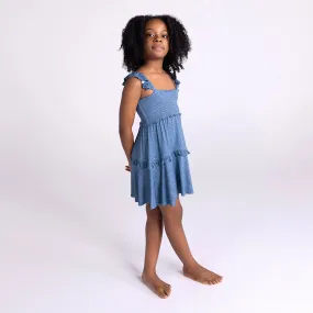 Indigo Denim Smocked Babydoll Dress