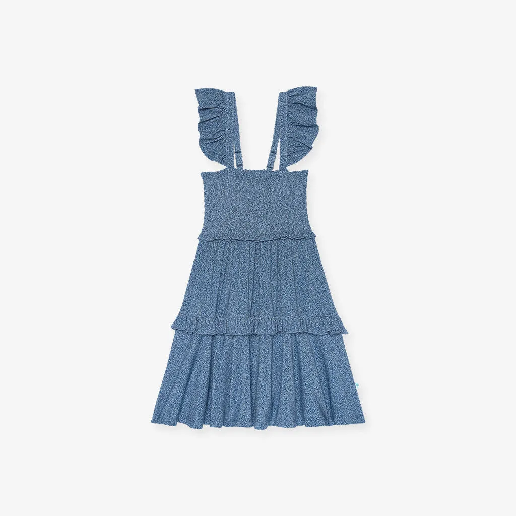 Indigo Denim Smocked Babydoll Dress