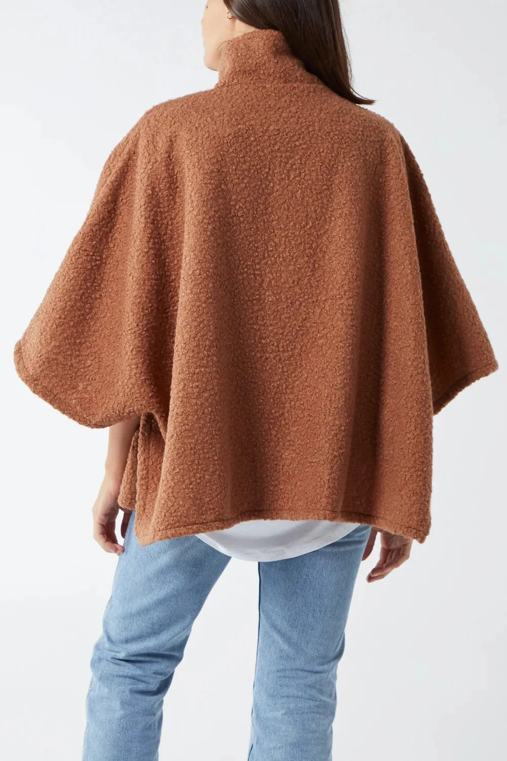 Italian Teddy Borg Turtle Neck Zip Cape