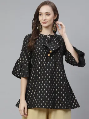 Jashvi Black Ruffle Tunic