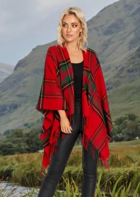 Jimmy Hourihan Fringed Shawl Red Plaid Design