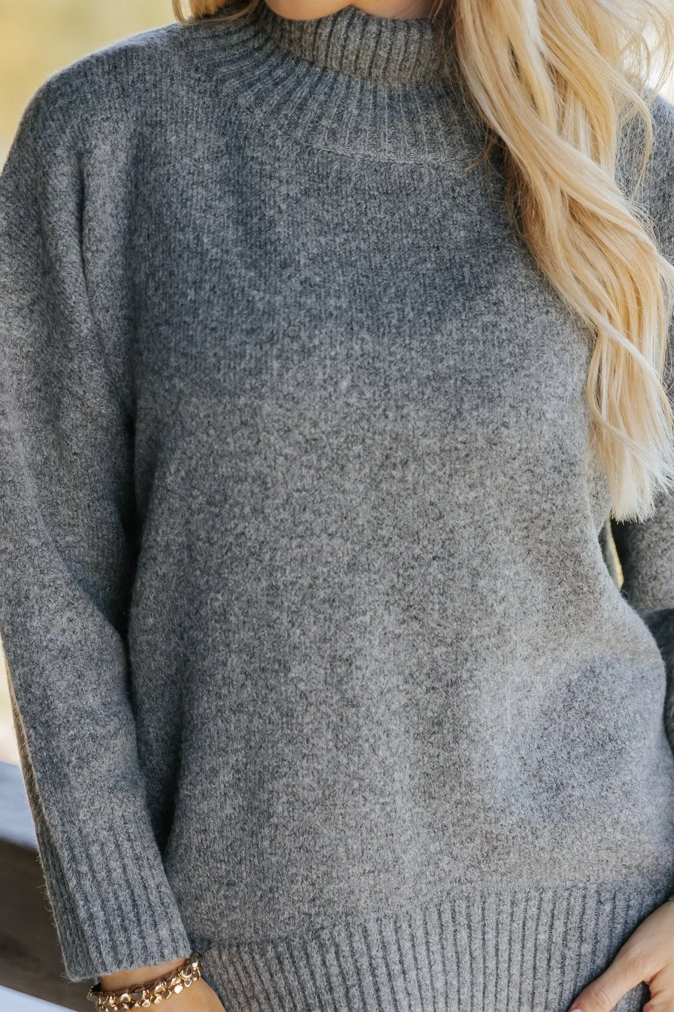 Joanna Brushed Turtleneck Sweater - Charcoal - FINAL SALE