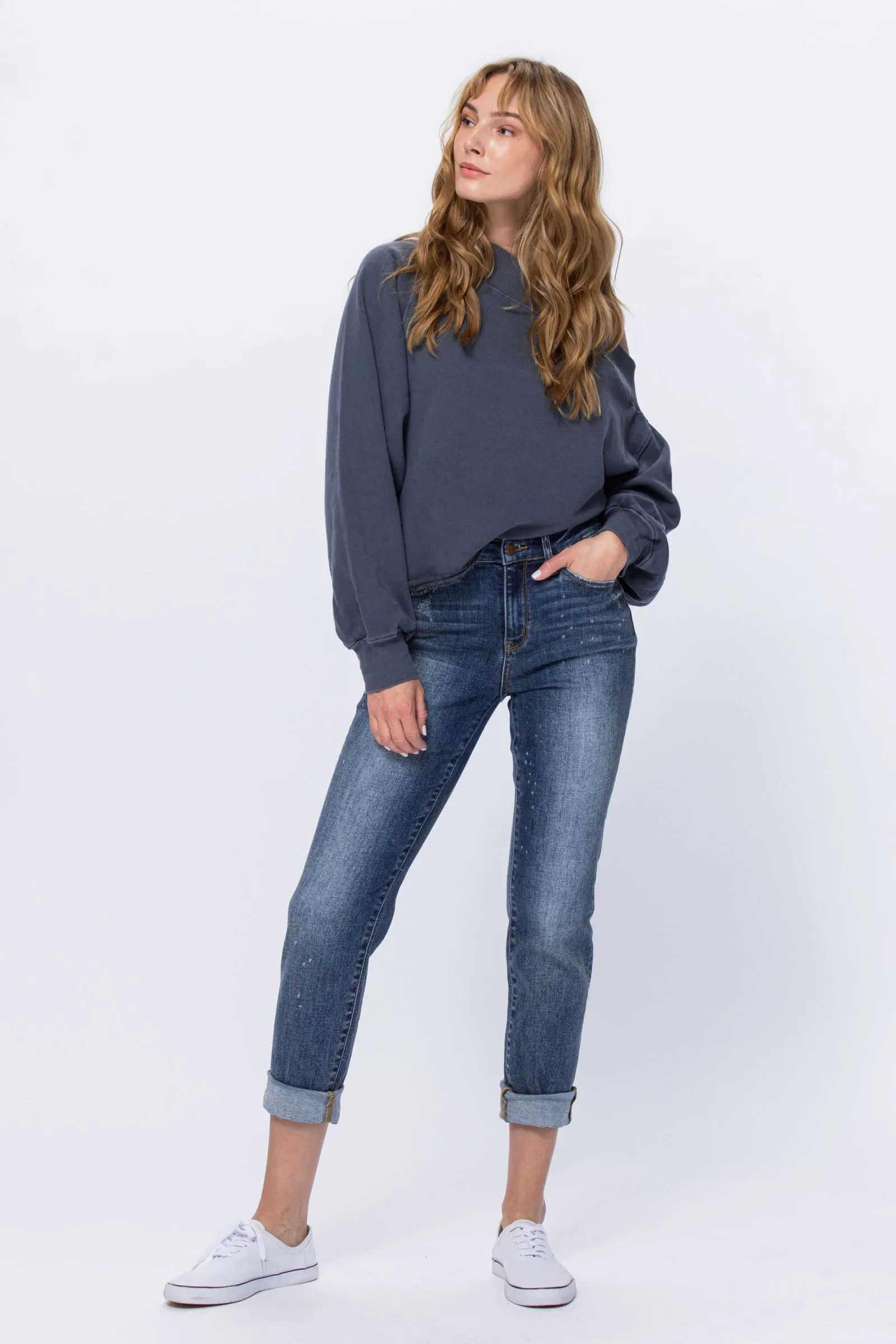 Judy Blue High Rise Bleach Splash Boyfriend jeans