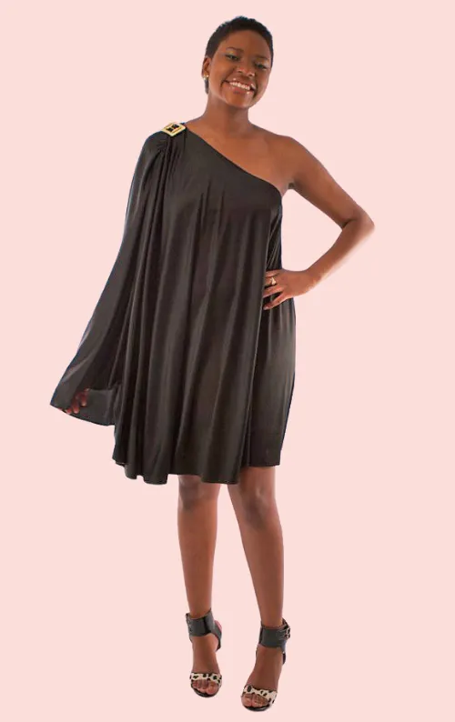 Kaftan Satin Dress - Black