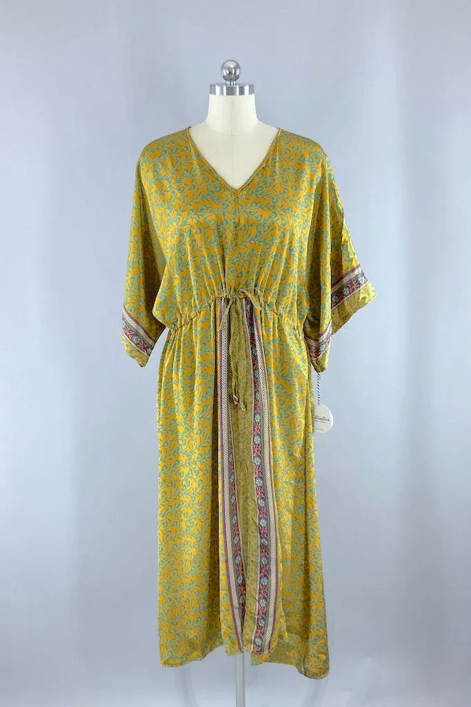 Kerala Kaftan / Gold & Turquoise