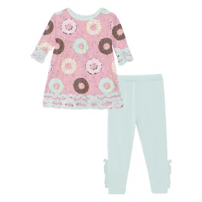 Kickee Pants 3/4 Sleeve Babydoll Outfit Set: Cake Pop Donuts and Sprinkles