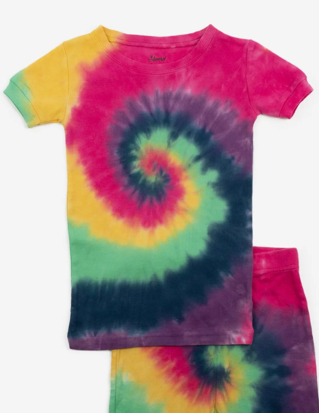 Kids Cotton Short Girl Swirl Tie Dye Pajamas