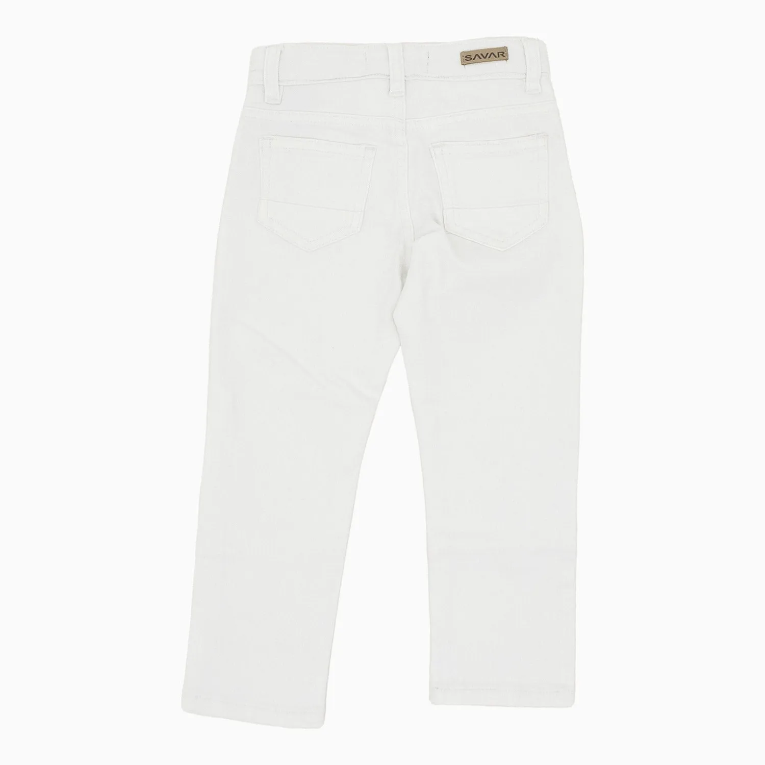 Kid's Savar White Slim Denim Jeans Pant