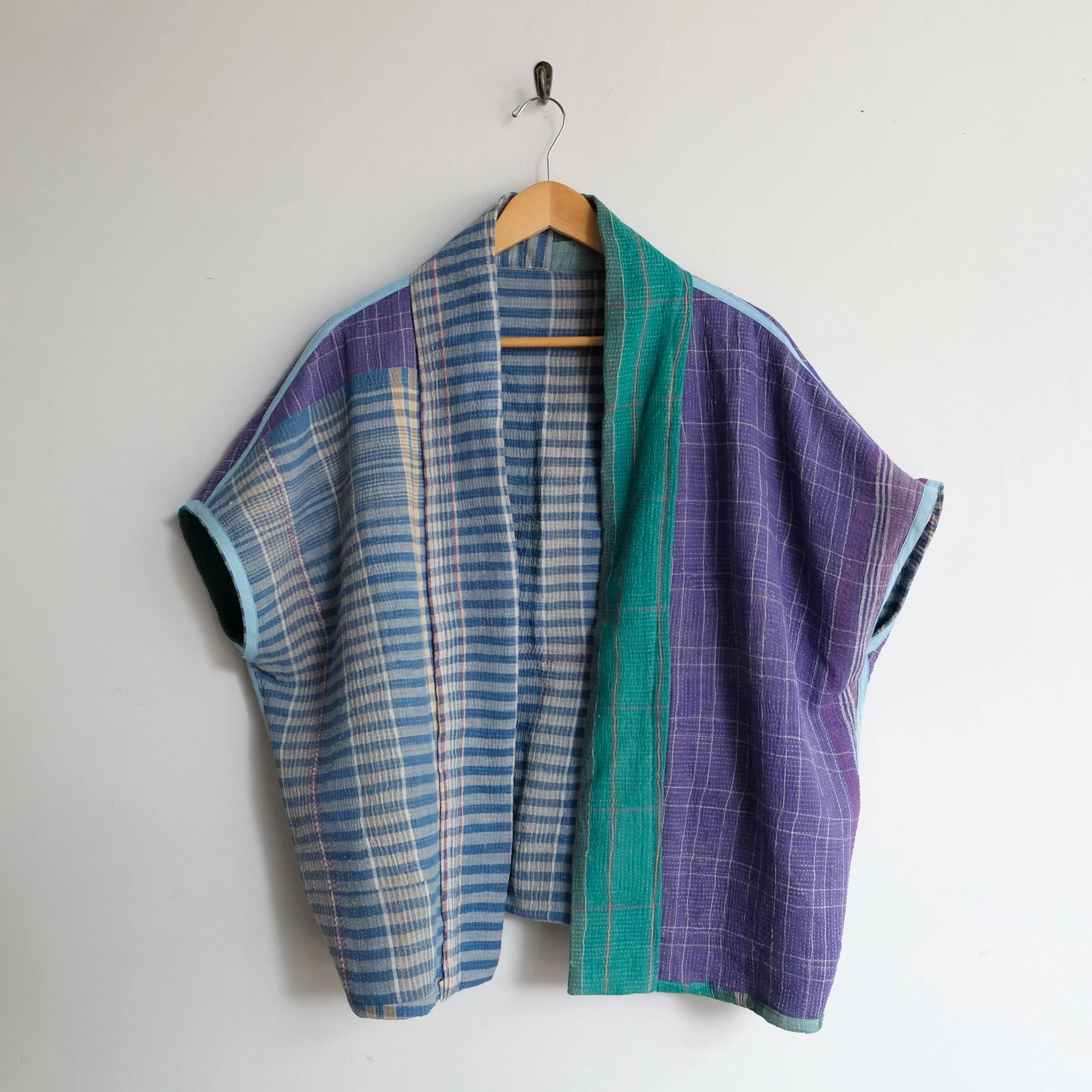 L Blue and Cornflower Horizontal Stripes Anoushka Jacket SS051