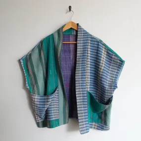 L Blue and Cornflower Horizontal Stripes Anoushka Jacket SS051