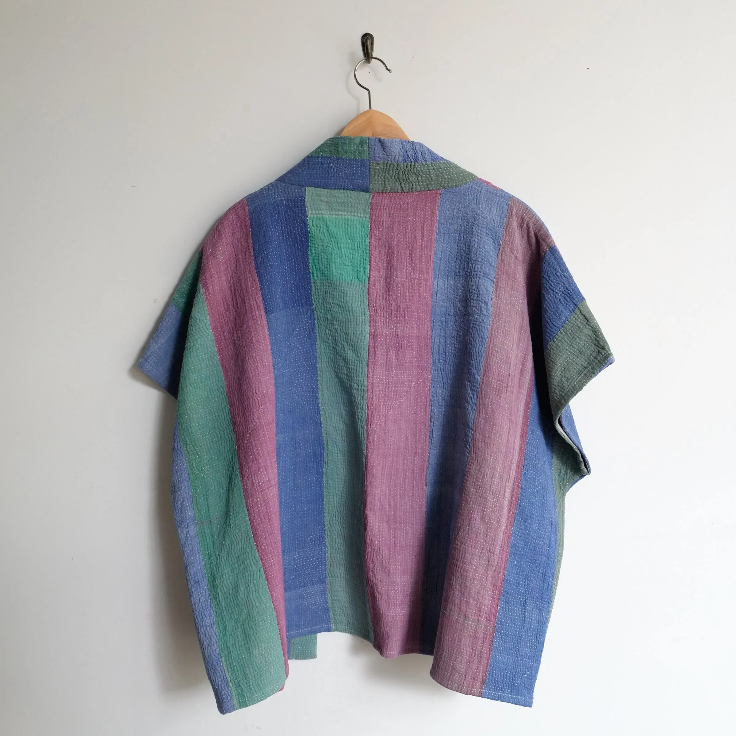 L Blue Green Purple Stripe Colorblock Anoushka Jacket SS047