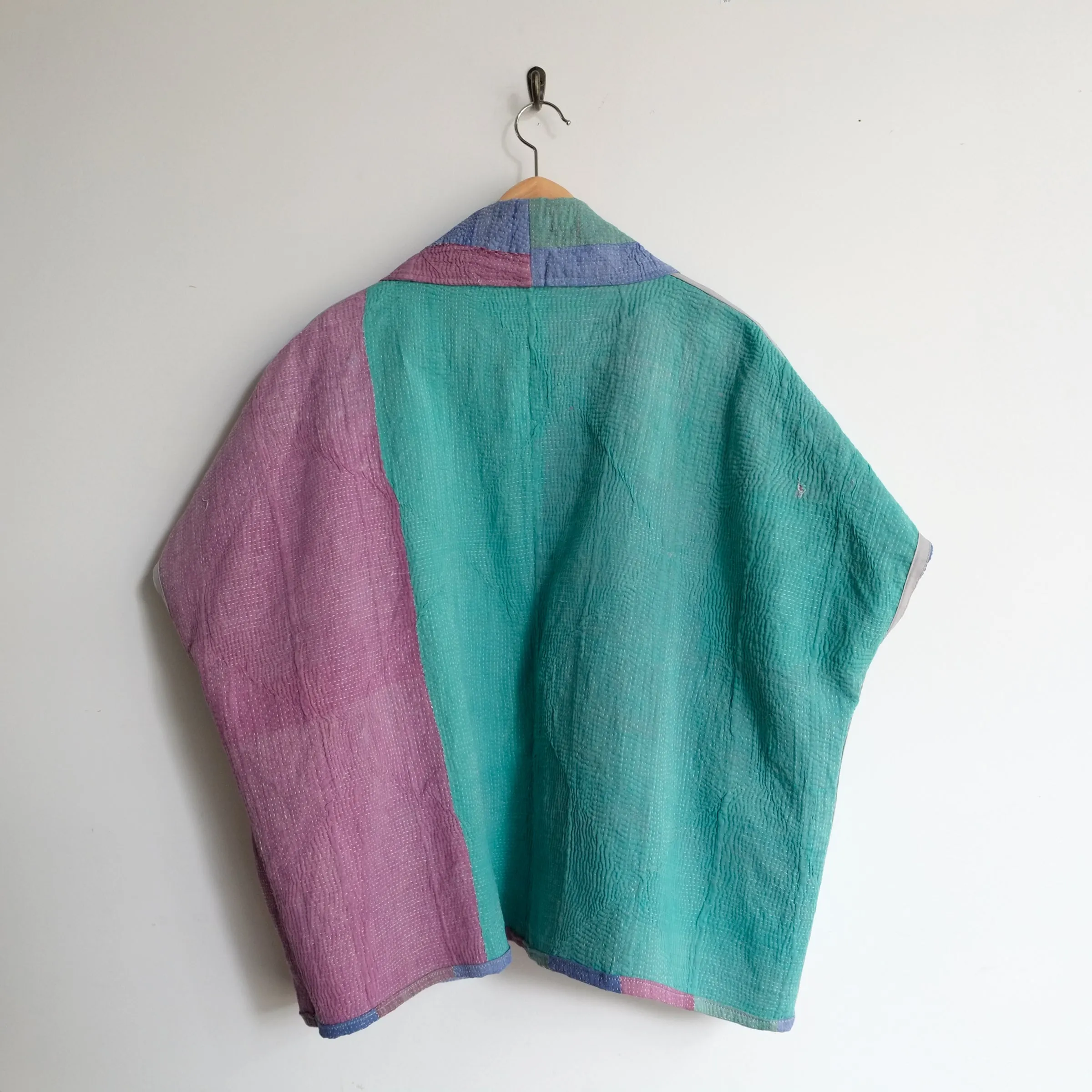 L Blue Green Purple Stripe Colorblock Anoushka Jacket SS047