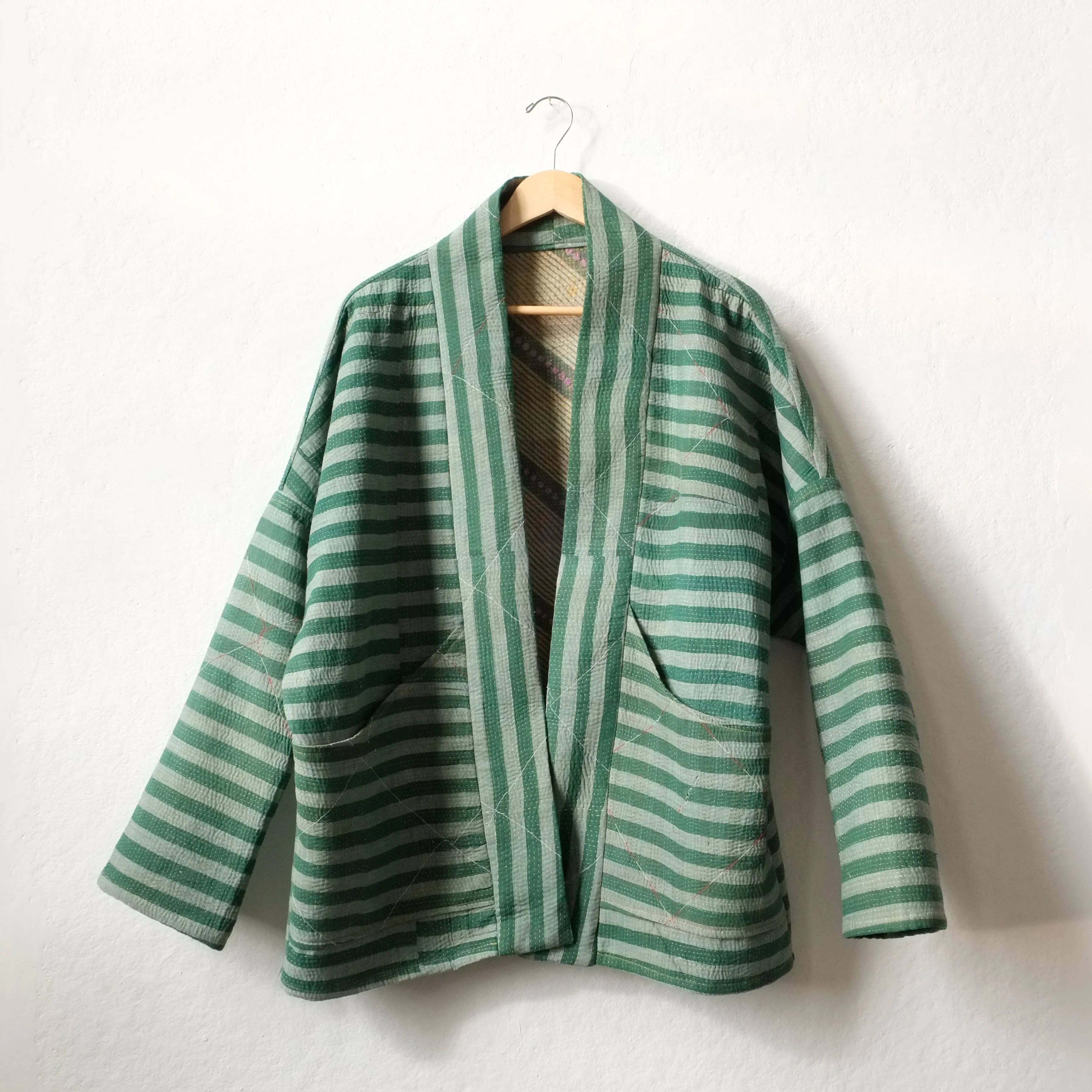 L Green Stripes Anoushka Jacket LM110