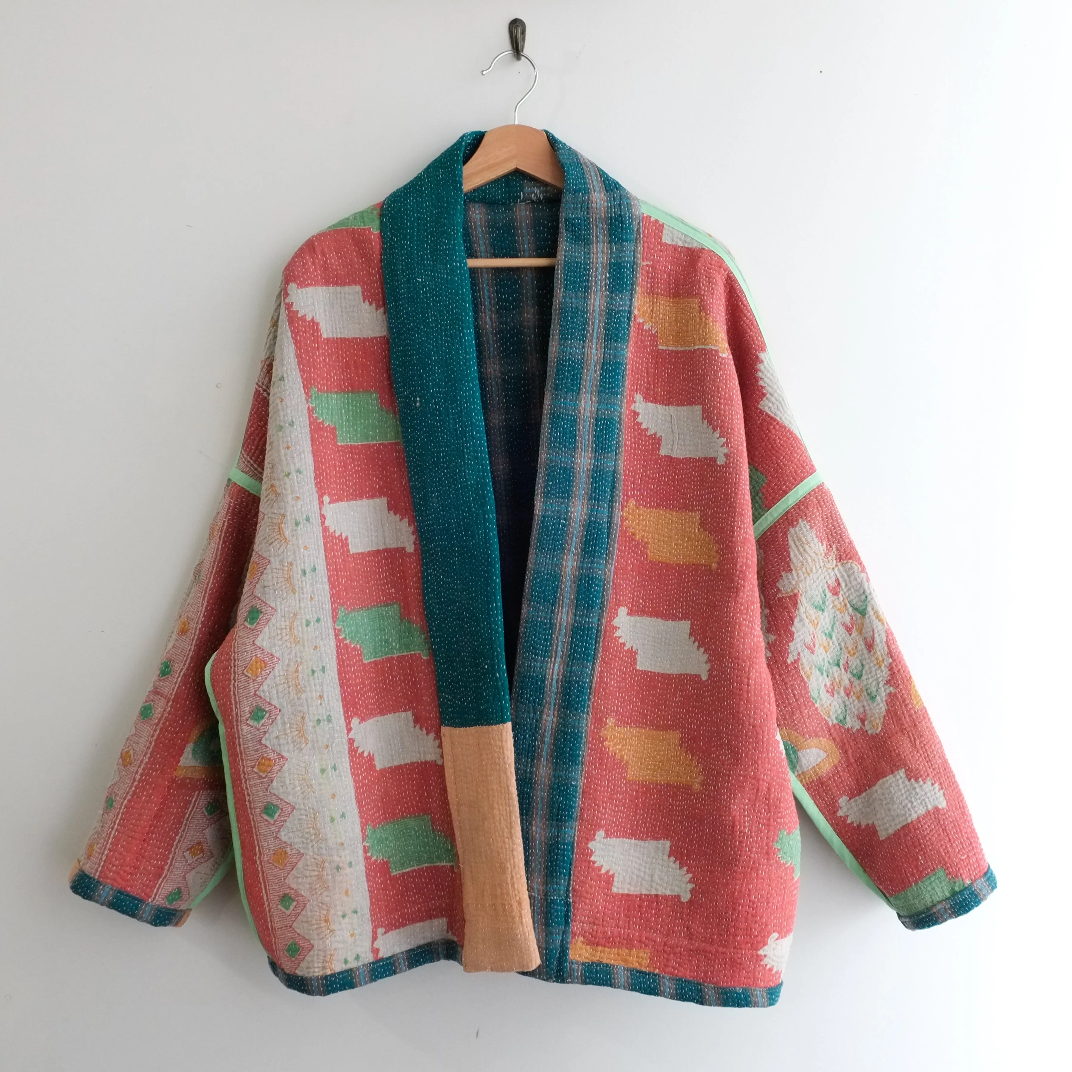 L Jade Plaid with Peach Anoushka Jacket LM125