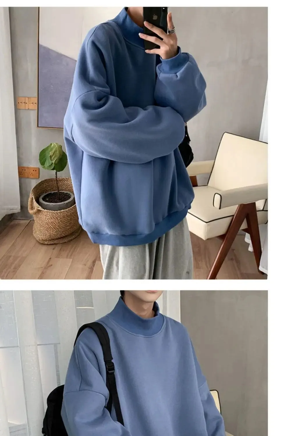 Large size Half Turtleneck Sweatshirt for Men