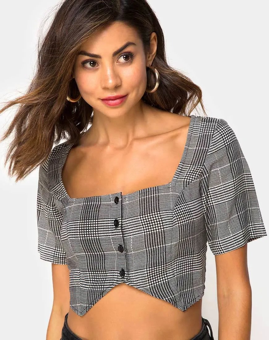 Legia Crop Top in Charles Check Grey