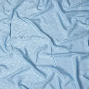 Light Blue Silk Satin Fabric with Leaf Pattern, 110 cm Width-D20960