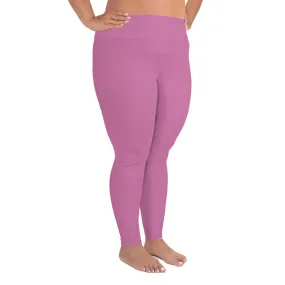 Light Pink Women's Plus Size Tights, Solid Color Elastic Comfy Plus Size Leggings Yoga Pants - Made in USA