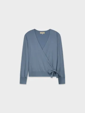 LIGHTWEIGHT WRAP SWEATER-SLATE BLUE