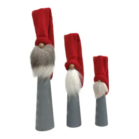 Long Tomte with Reindeer Beard, Grey with Red Hat