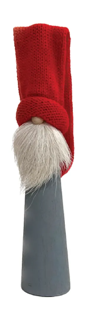 Long Tomte with Reindeer Beard, Grey with Red Hat