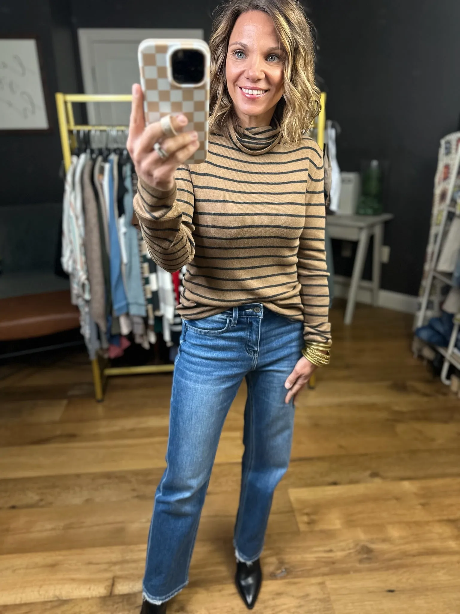 Looks Like You Love Me Striped Turtle-Neck Top - Barley