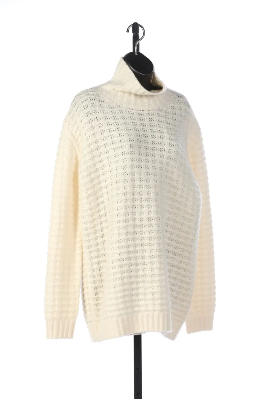 Loro Piana Cream Long Sleeve Cashmere Blend Turtleneck Sweater NWT