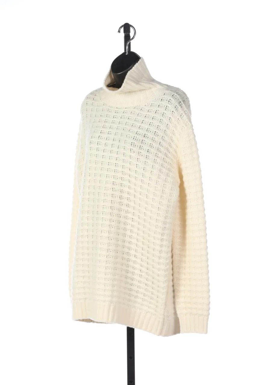 Loro Piana Cream Long Sleeve Cashmere Blend Turtleneck Sweater NWT