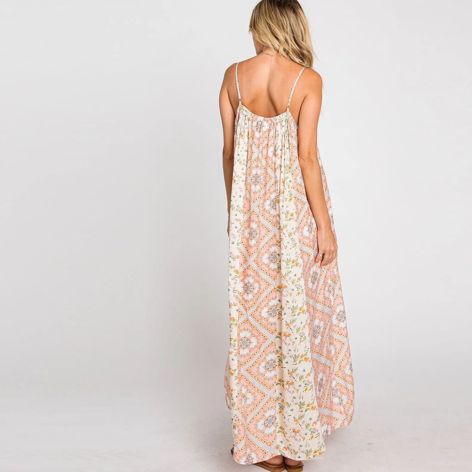 Lovely Mix Print Sleeveless Maxi Dress