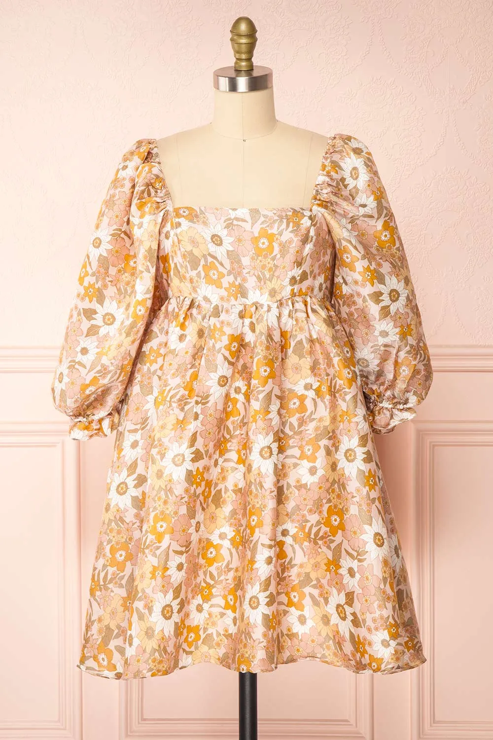 Maiia | Short Floral Dress w/ Puff Sleeves