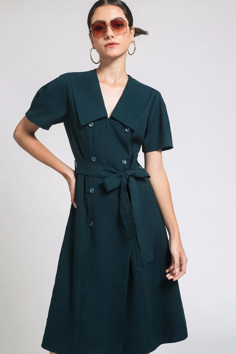 Manuel Shift V-Neck Silk Midi Dress