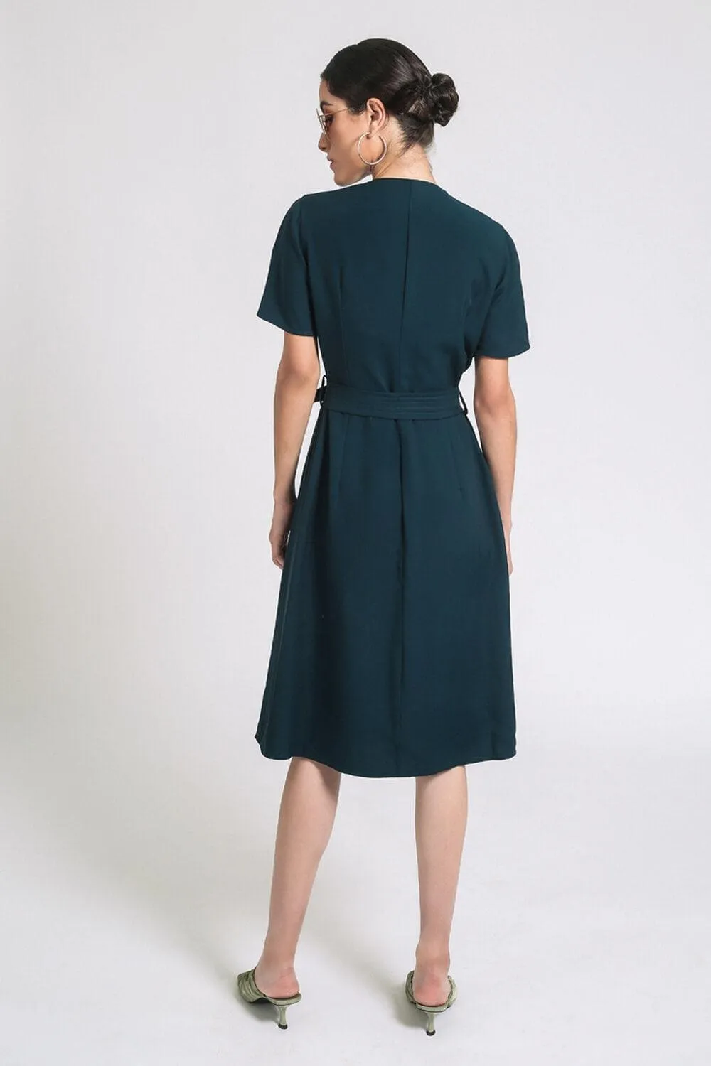 Manuel Shift V-Neck Silk Midi Dress