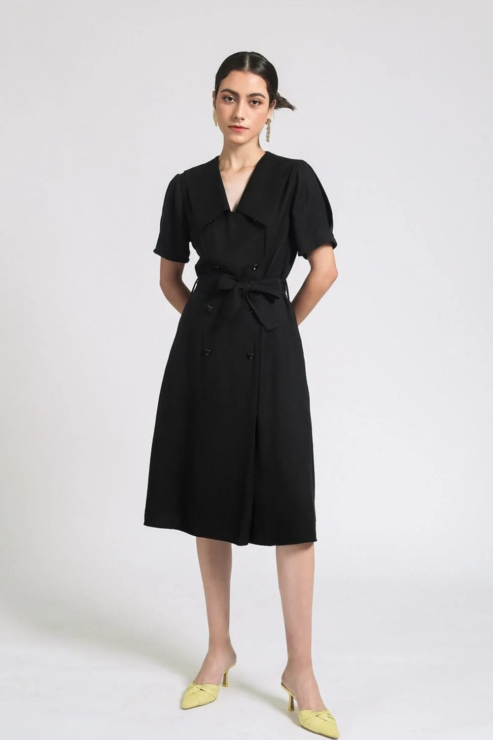 Manuel Shift V-Neck Silk Midi Dress