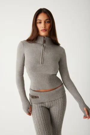 Maverick Cloud Knit Half Zip Sweater - Dark Pearl