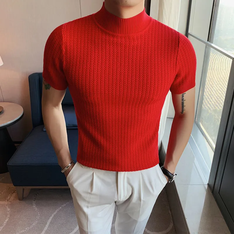 Men's Casual Solid Color Half Turtleneck T-shirt