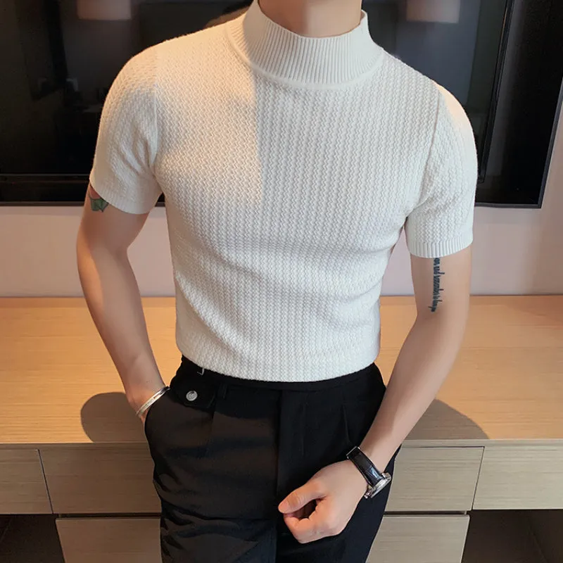 Men's Casual Solid Color Half Turtleneck T-shirt